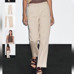 Massimo Dutti Chinos Cotton Blend Casual Beige Cream Pants Trousers 4